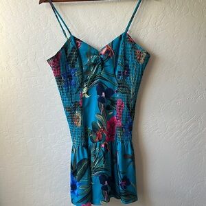 Parker Teal and Pink Floral Dress